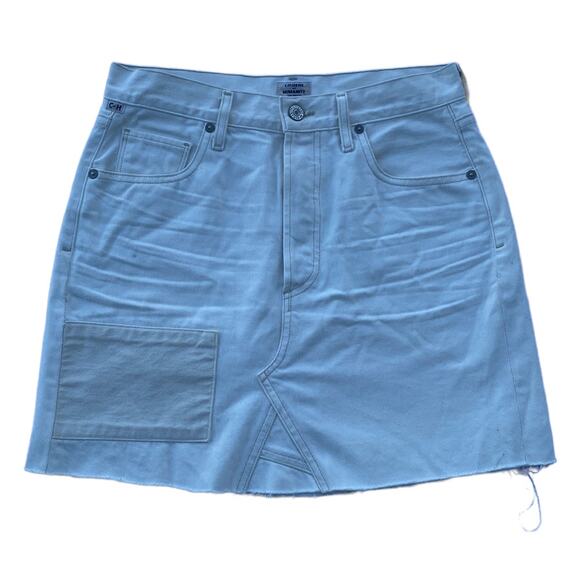 New Citizens of Humanity Premium Vintage White Cutoff Patched Mini Jean Skirt 27 - Picture 6 of 10